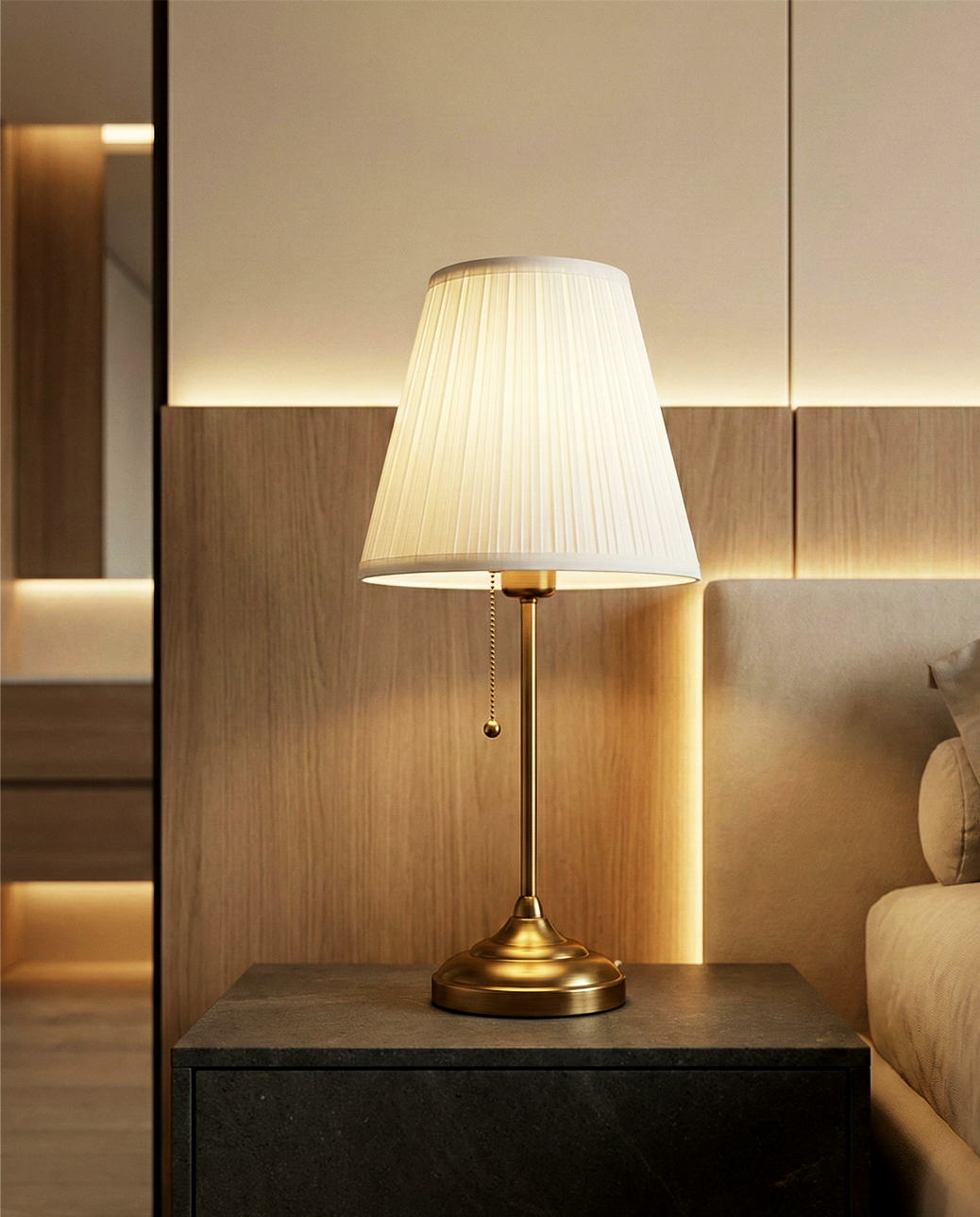 Classic Brass Pleated Table Lamp