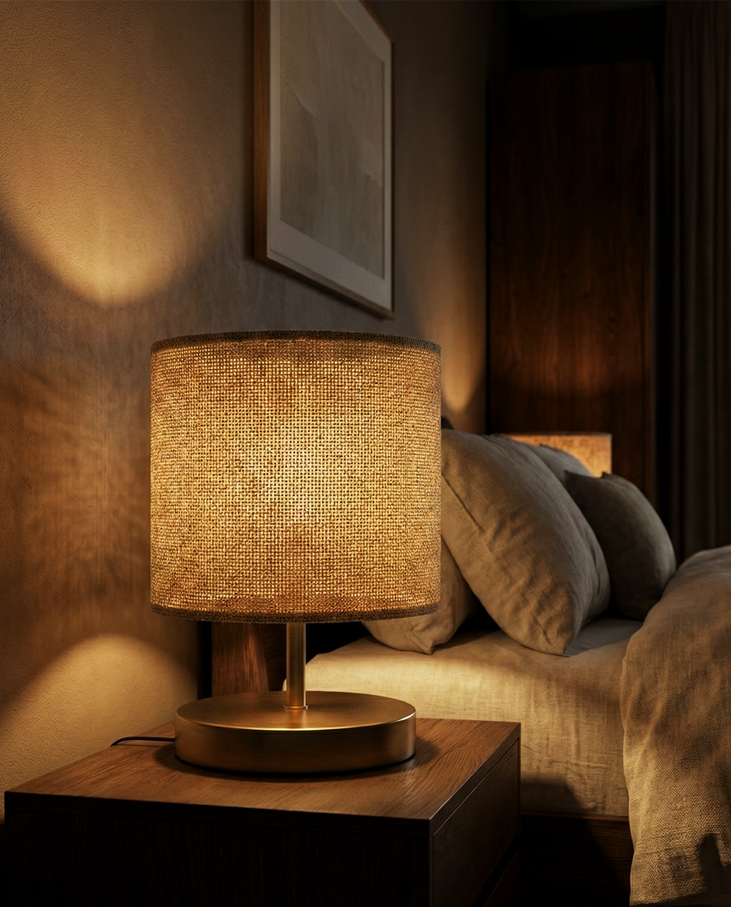 Natural Woven Fabric Table Lamp