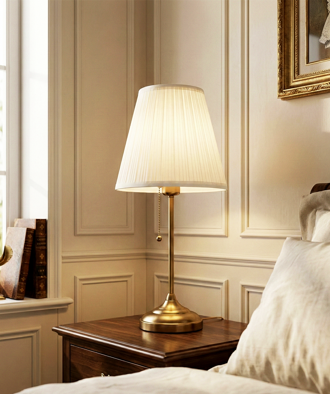 Classic Brass Pleated Table Lamp