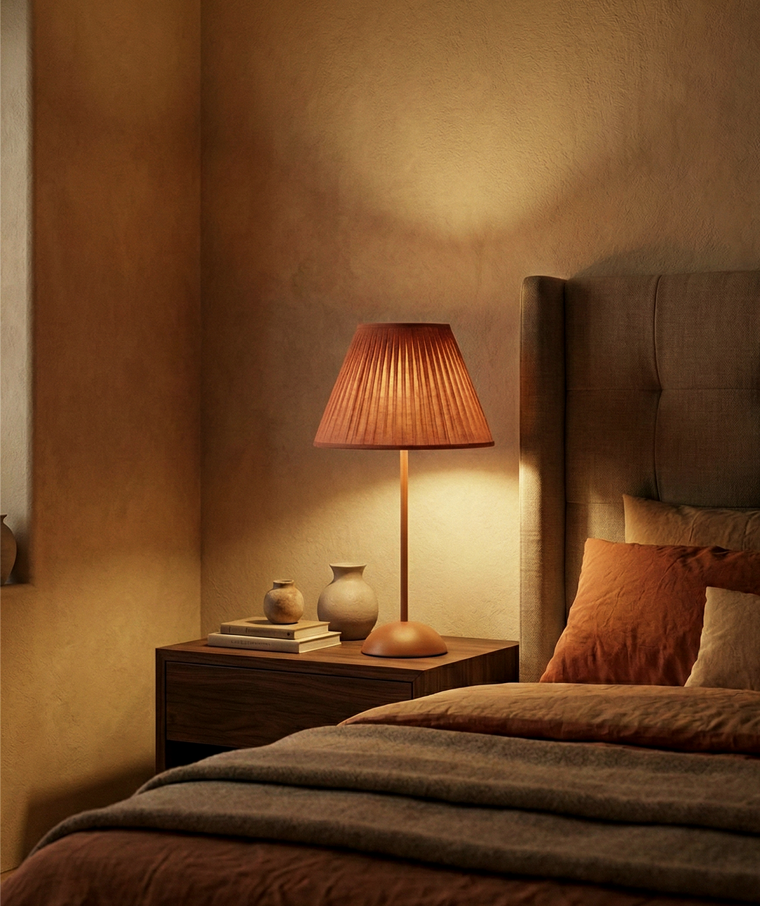 Terracotta Pleated Accent Lamp