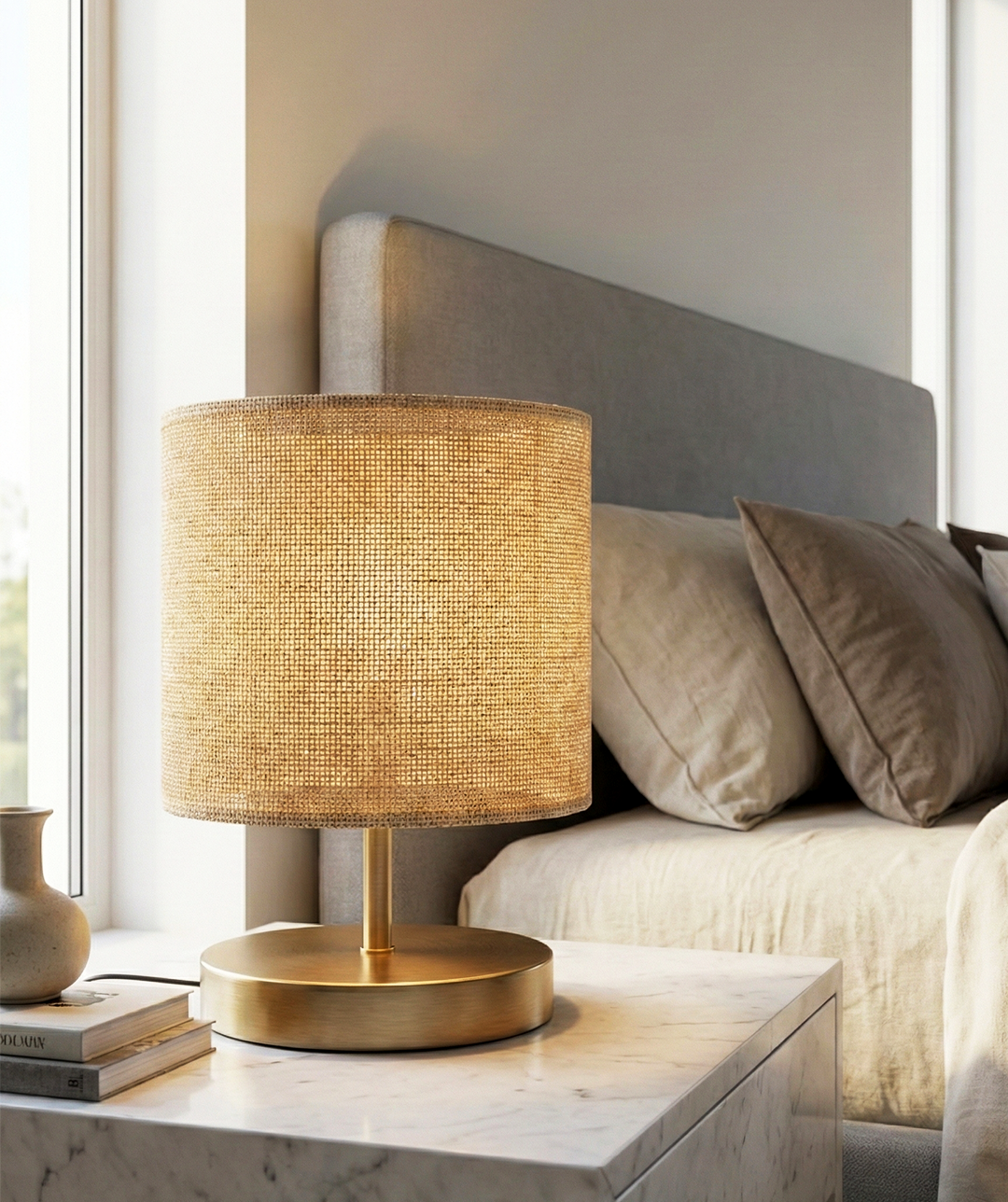Natural Woven Fabric Table Lamp