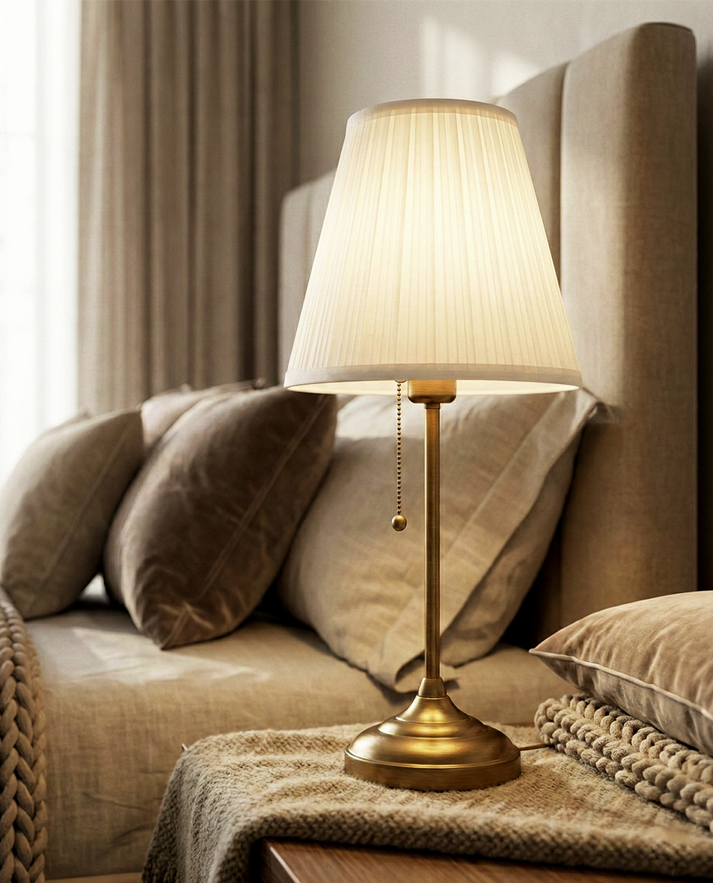 Classic Brass Pleated Table Lamp