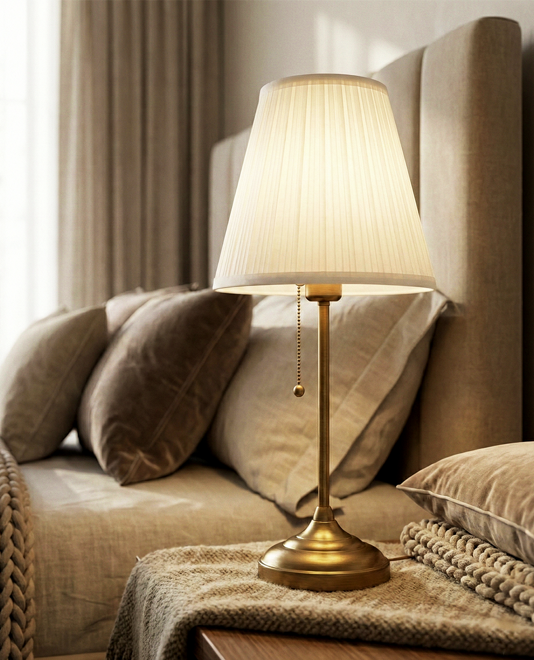 Classic Brass Pleated Table Lamp