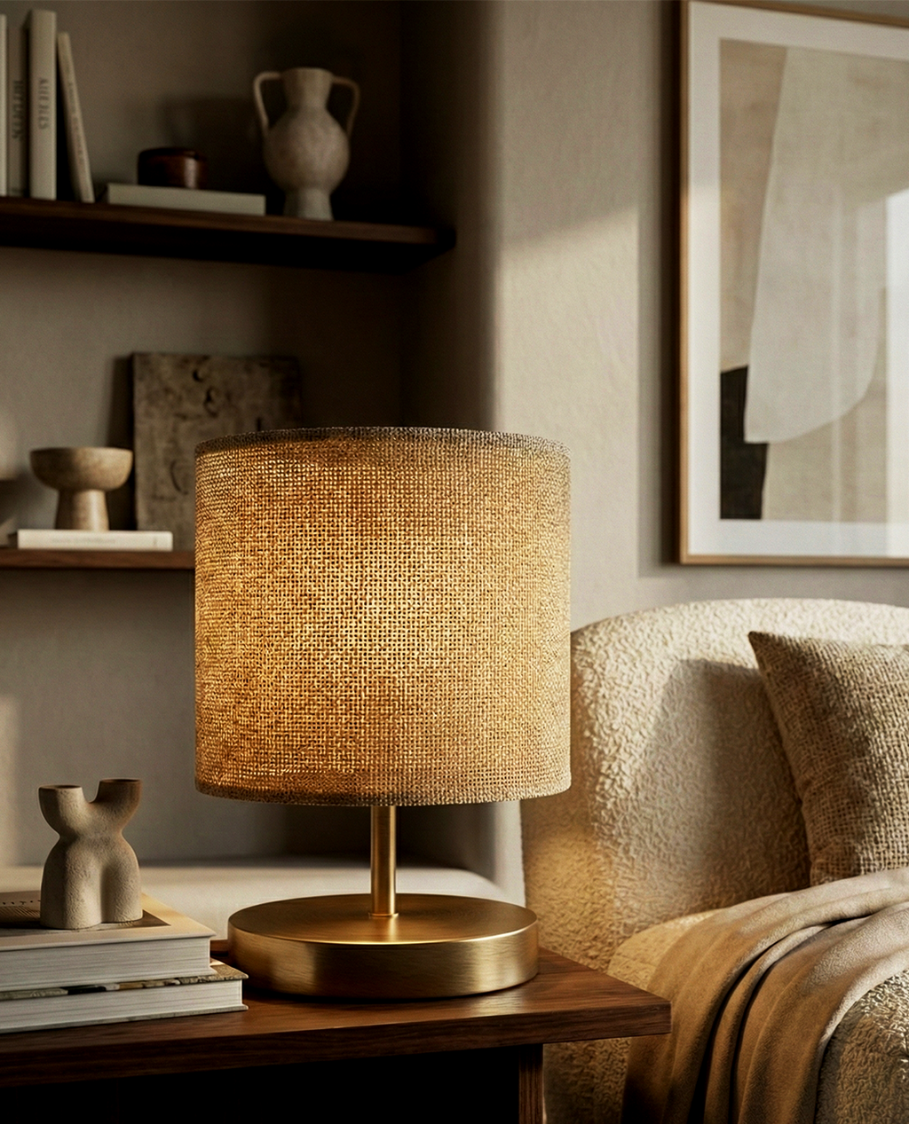 Natural Woven Fabric Table Lamp