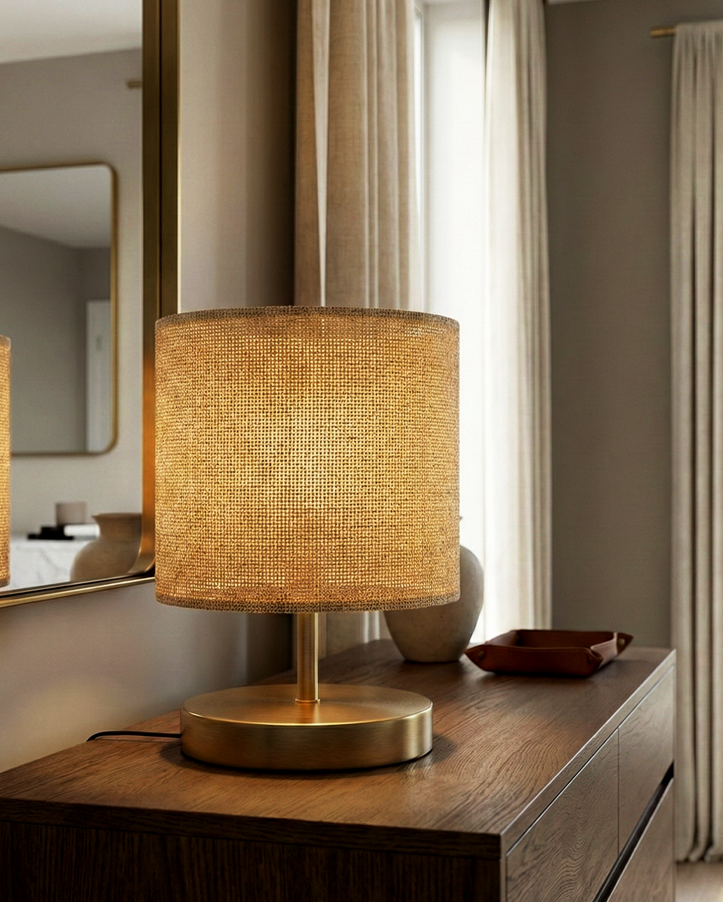 Natural Woven Fabric Table Lamp